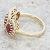 Pre Owned 9ct Yellow Gold Ruby and Diamond Triple Cluster Ring