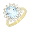 14ct Yellow Gold 2.45ct Aquamarine Diamond Cluster Ring | H&H Jewellers