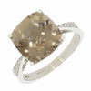 Pre Owned Ladies 9ct White Gold Smokey Quartz and Diamond Ring