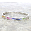 14ct White Gold Multi Colour Sapphire and Diamond Bangle Bracelet | H&H