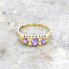 Pre Owned 9ct Yellow Gold Vintage Design Amethyst and Diamond Ring