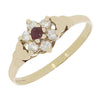 Pre Owned 9ct Yellow Gold Ruby and Cubic Zirconia Cluster Ring