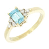 9ct Yellow Gold Emerald Cut Blue Topaz and Diamond Dress Ring | H&H