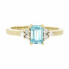 9ct Yellow Gold Emerald Cut Blue Topaz and Diamond Dress Ring | H&H