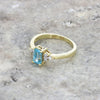 9ct Yellow Gold Emerald Cut Blue Topaz and Diamond Dress Ring | H&H