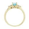 9ct Yellow Gold Emerald Cut Blue Topaz and Diamond Dress Ring | H&H