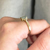 9ct Yellow Gold Emerald Cut Blue Topaz and Diamond Dress Ring Pre Owned