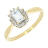 9ct Yellow Gold Aquamarine and 0.15cts Diamond Cluster Ring | H&H