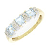 9ct Yellow Gold Blue Topaz and Diamond Half Eternity Ring CH1320 | H&H