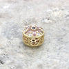 Pre Owned Rare Pandora 14ct Gold Round Multi Stone Set Charm CH1323