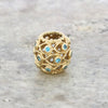 Pre Owned Rare Pandora 14ct Gold Round Blue Stone Set Charm CH1325 | H&H