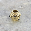 Pre Owned Rare Pandora 14ct Gold Round Black Stone Set Lattice Charm CH1329