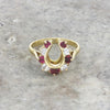 18ct Yellow Gold Ruby and Diamond Horse Shoe Ring Pre Owned | H&H