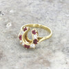 18ct Yellow Gold Ruby and Diamond Horse Shoe Ring Pre Owned | H&H