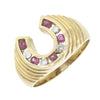 9ct Yellow Gold Ruby and Diamond Horse Shoe Ring Pre Owned | H&H