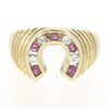 9ct Yellow Gold Ruby and Diamond Horse Shoe Ring Pre Owned | H&H
