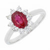 Pre Owned 18ct White Gold Ruby and 0.35cts Natural Diamond Cluster Ring CH1360