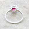 Pre Owned 18ct White Gold Ruby and 0.35cts Natural Diamond Cluster Ring CH1360