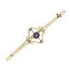 Pre Owned Vintage 9ct Rose Gold Amethyst Seed Pearl Bar Brooch | H&H