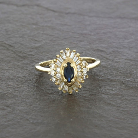 Pre Owned 9ct Yellow Gold Sapphire And Diamond Cluster Ring | H&H