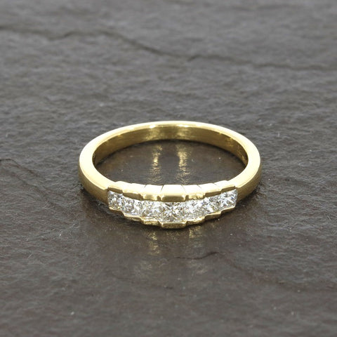 Pre Owned 18ct Yellow Gold 0.50cts Princess Cut Diamond Half Eternity Ring