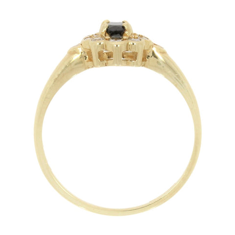 Pre Owned 9ct Yellow Gold Sapphire and 0.25cts Diamond Cluster Ring | H&H