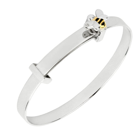 D for Diamond Sterling Silver Bee Baby Bangle B5369