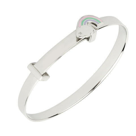 D for Diamond Sterling Silver Rainbow Baby Bangle B5370