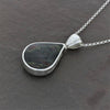 Derbyshire Blue John And Labradorite Silver Teardrop Reversible Pendant And Chain