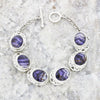 Derbyshire Blue John Sterling Silver Celtic Oval Link Bracelet