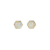 Sterling Silver Opalique Ladies Small Hexagonal Stud Earrings