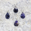 Derbyshire Blue John Teardrop Silver Pendant and Chain