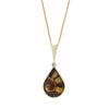 Derbyshire Blue John and Turritella Agate 9ct Yellow Gold Teardrop Pendant