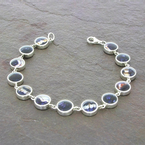 Derbyshire Blue John Sterling Silver Round Link Bracelet