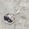Derbyshire Blue John And Mother of Pearl Large Hexagonal Pendant And Chain