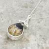 Derbyshire Blue John and Labradorite Teardrop Silver Pendant and Chain