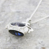 Derbyshire Blue John Reversible Triple Stone Spinning Pendant and Chain
