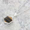 Derbyshire Blue John and Tigers Eye Small Sterling Silver Pendant and Chain