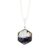 Derbyshire Blue John and Jet Medium Sterling Silver Pendant and Chain