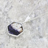 Derbyshire Blue John and Jet Medium Sterling Silver Pendant and Chain