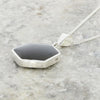 Derbyshire Blue John and Jet Medium Sterling Silver Pendant and Chain