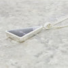 Derbyshire Blue John Sterling Silver Slim Triangle Shape Pendant And Chain