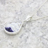 Derbyshire Blue John & Opalique Teardrop Silver Pendant and Chain