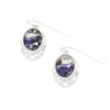 Derbyshire Blue John Sterling Silver Oval Celtic Drop Earrings