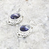 Derbyshire Blue John Sterling Silver Oval Celtic Drop Earrings