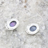 Derbyshire Blue John Sterling Silver Oval Celtic Drop Earrings