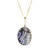 Blue John and Labradorite 9ct Yellow Gold Oval Reversible Pendant | H&H