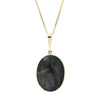 Blue John and Labradorite 9ct Yellow Gold Oval Reversible Pendant | H&H