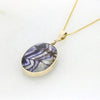 Blue John and Labradorite 9ct Yellow Gold Oval Reversible Pendant | H&H
