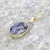 Blue John and Labradorite 9ct Yellow Gold Oval Reversible Pendant | H&H